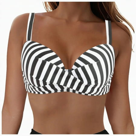 ORT Women Underwire Bikini Top Only - Push Up Swim Top Padded Bra Swimsuit(White XXL)