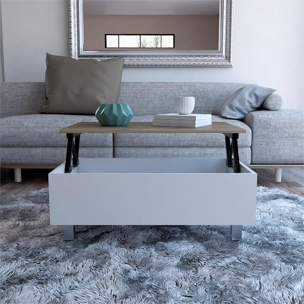 Tuhome Furniture Gambia Lift Top Coffee Table in White Light Oak