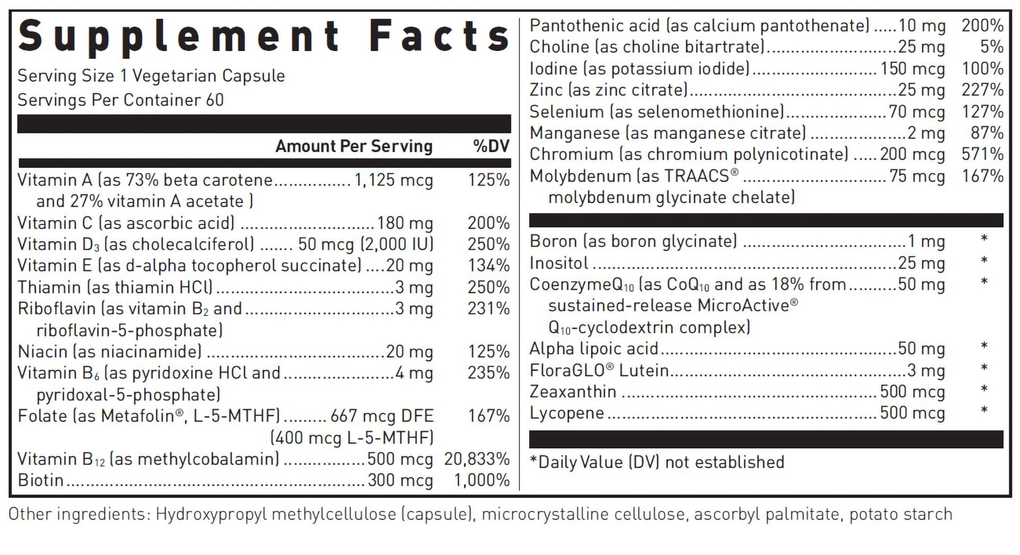 Douglas Laboratories Ultra Preventive 1 Daily | Multivitamin and Mineral Supplement to Support Energy Production, Immune Function, and Overall Health* | 60 Capsules
