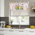 thumbnail image 4 of Watercolor Floral Truck Curtain Valances for Windows, Kitchen Valance Window Treatments Panel 2 Pack, Spring Garden Butterflies Pink Plaid Rod Pocket Short Curtains for Bathroom Bedroom 60 x 18 Inch, 4 of 8