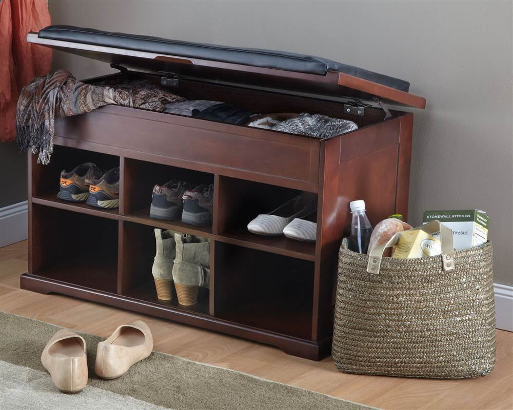 Wooden Shoe Bench With Storage Walmart Com