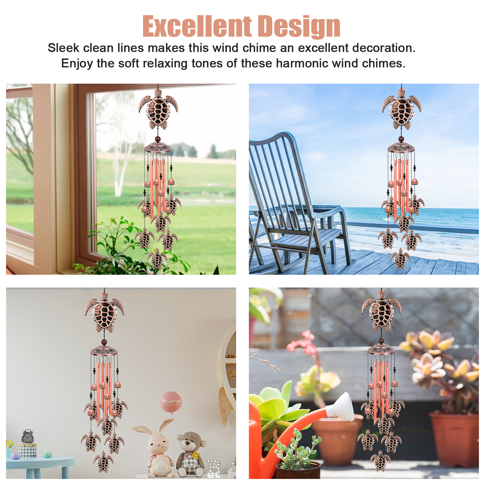 EEEkit Turtle Wind Chimes 33 Inch Retro photo 5