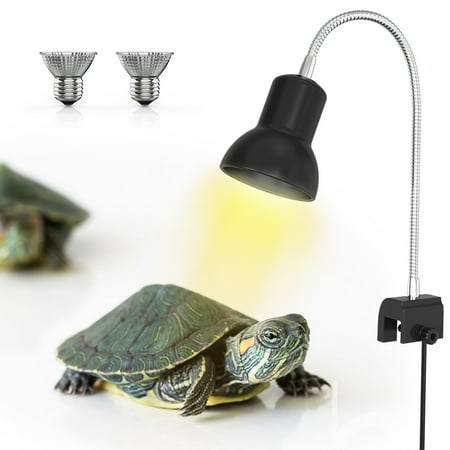 25W Heat Lamp with Holder UVA UVB Basking Lamp with 360° Rotatable Clip & Power Adapter for Reptiles, Lizard, Turtle Snak Aquarium