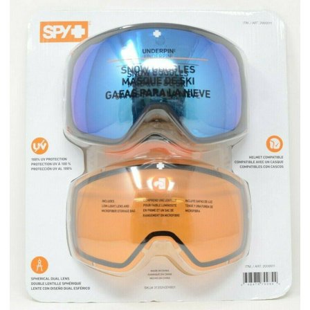 Spy  Helmet Compatible Underpin Snow Goggles Blue/Orange 2 PK