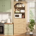 thumbnail image 6 of Aheaplus 80" Arched Storage Cabinet, Tall Bookcase with 3 Drawers & 3 Shelves - Multipurpose Wood Cabinet for Living Room, Kitchen, Office,Brown, 6 of 8
