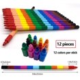 thumbnail image 3 of Stackable Colouring Pencils Wax Crayons Building 12 Creative Rainbow Pencils, 3 of 4