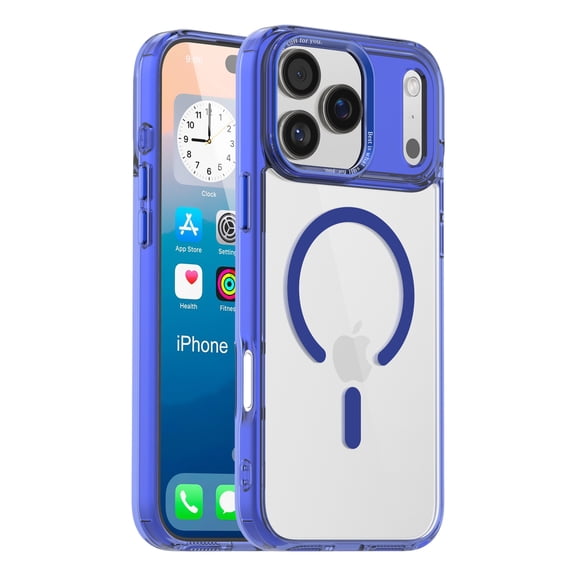 for iPhone 17 Pro Max Case Compatible with MagSafe, Translucent Matte Magnetic Phone Case Shockproof Slim Fit Back Cover Hard PC Back Soft TPU Bumper Anti-Scratch & Non-Slip Grip,Darkblue