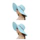 thumbnail image 4 of Minnieouse Sombrero de playa plegable con correa elástica en el interior - Fácil de llevar y usar Sombrero de paja de playa Gorra de playa Azul Cielo azul 2Conjunto, 4 of 6