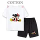 thumbnail image 3 of Conjunto de pantalones cortos de manga corta de verano para niños, camiseta de dibujos animados de Disney Mickey y pantalones, conjunto de 2 piezas, ropa linda para niñas y niños pequeños, 3 of 5