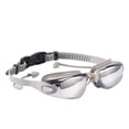 thumbnail image 1 of Gafas de natación para adultos, gafas de natación impermeables de silicona antivaho con tapones para los oídos y clip para la nariz, gris, 1 of 5