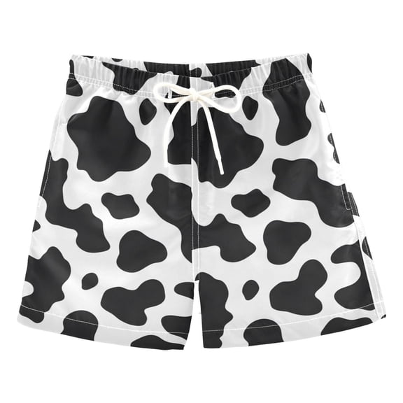 Cow Skin Pattern Swim Trunks Quick Dry Beach Pool Board Shorts Lightweight Stylish Print Sizes 2T to XL
