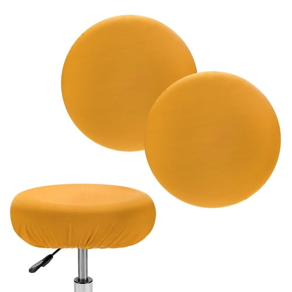 Uxcell 2-Pack Bar Stool Covers Round, for 12-15 Inch Spandex High Stretchy Fabric Seat Covers with Elastic Bands [Gold]