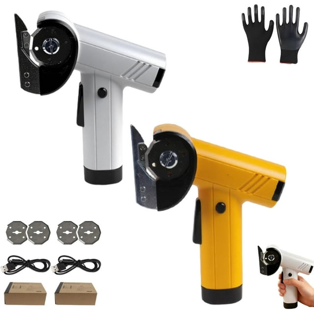 Rechargeable High-Speed Cardboard Cutter, Electric Box Cutter With 4-Speed Control, Fast Charging With Hd Display, Easy To Use, Safe Quick-Change Blade, For Cardboard (White and Yellow)