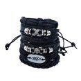 thumbnail image 1 of 6 Piezas Vintage PU Cuero Brazalete Brazalete Negro 1 Sunnimix Pulsera para hombre de múltiples capas, 1 of 8