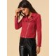 thumbnail image 4 of Chaquecorde mujer Soft Moto Zip Up Pockets Chaquetas de motociclisde gamusintétirojo M, 4 of 6
