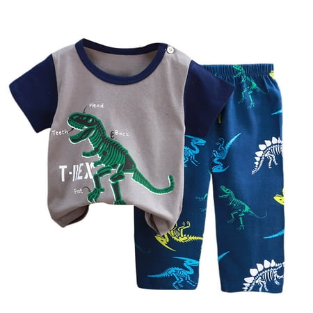 

Kid s Summer Homewear Boys Girls Cartoon Printed Short Sleeve T Shirt Long Pants Pajamas Suits Children s Clothing Pajamas Pajamas Boy Girl Comfy Toddler Boy Clothes Dinosaur 12 Months Pajamas Night