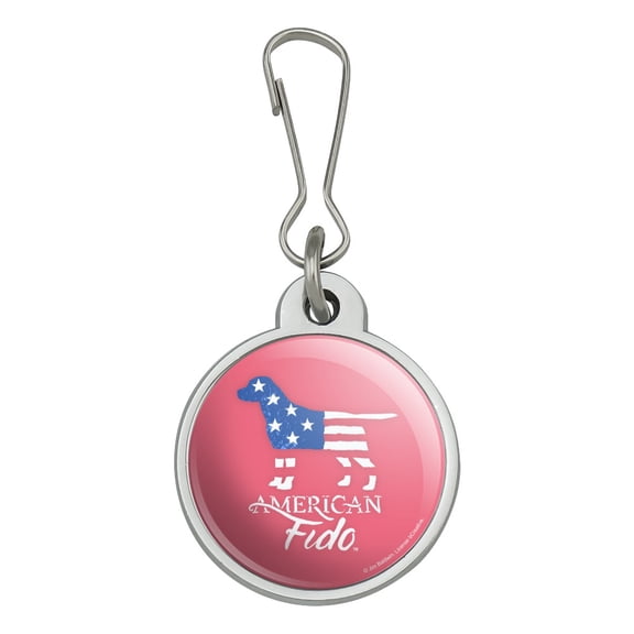 American Fido Dog American Flag Jacket Handbag Purse Luggage Backpack Zipper Pull Charm