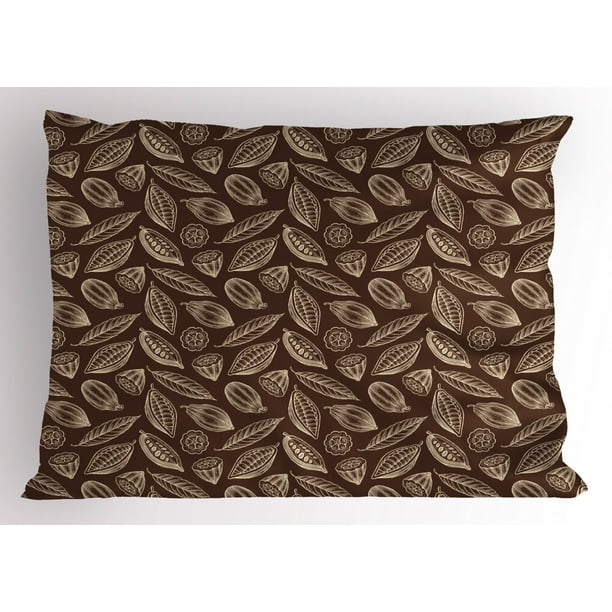 Cocoa Pillow Sham, Organic Flowering Harvesting Cocoa Beans Seeds