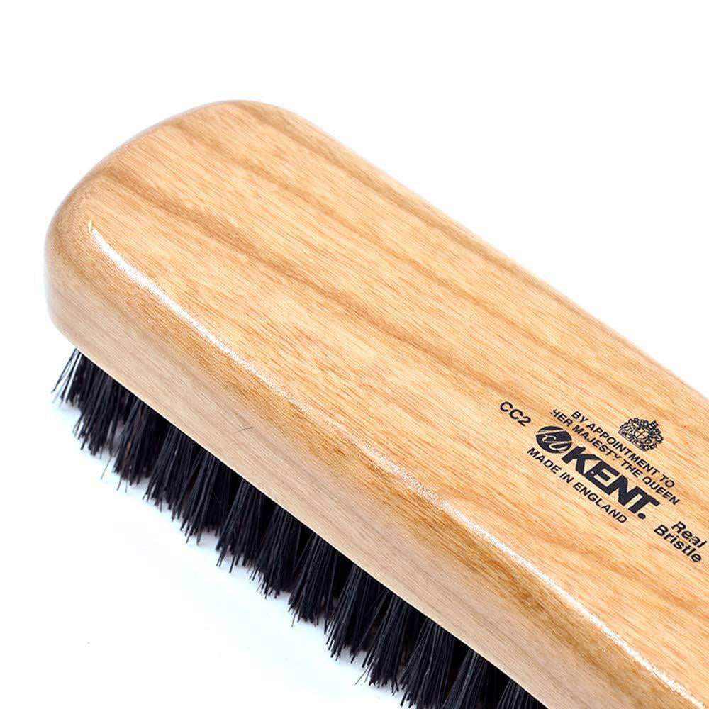 Kent CC2 Handcrafted Travel Size Cherrywood Clothes Brush Lint Cashmere Brush Pure Black Bristle 