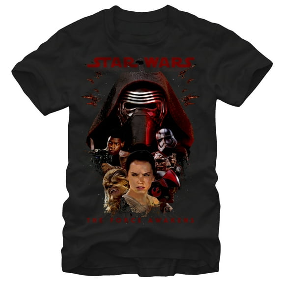 Men's Star Wars The Force Awakens Kylo Ren and Rey Graphic Tee Black X Large