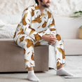 thumbnail image 5 of Mens Pajamas Set, Brown White Owl Button Down Long Sleeve Loungewear Sleepwear Pjs sets for Men, 5 of 5