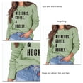 thumbnail image 4 of Sudadera informal holgada con estampado de letras para primavera y otoño, color verde oliva, talla XL, para mujer, con cuello redondo y manga larga, 4 of 5