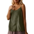 thumbnail image 2 of Camisole Tops for Women Lightweight Cotton Linen Loose Fit Casual Plain Spaghetti Strap Cami Tank Top Summer Outfits, 2 of 5