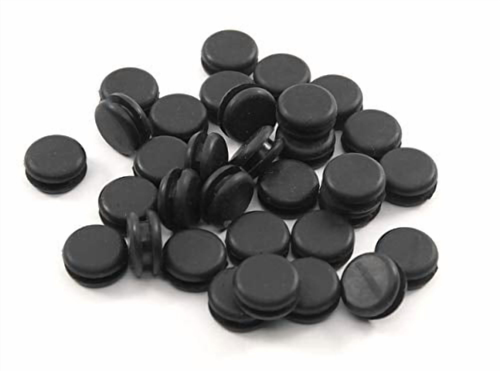 Fits 1/4" Hole - 3/8" Diameter - 3/16" Height - 1/16" Panel Thickness - Push-in Panel Plug Grommet Without a Hole Rubber Plug (250)