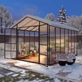 thumbnail image 3 of Vigo huseeo 10x14FT Large Walk-in Greenhouse, Extra-Height Version Polycarbonate Greenhouse with Aluminum Frame for Backyard, Black, 3 of 9