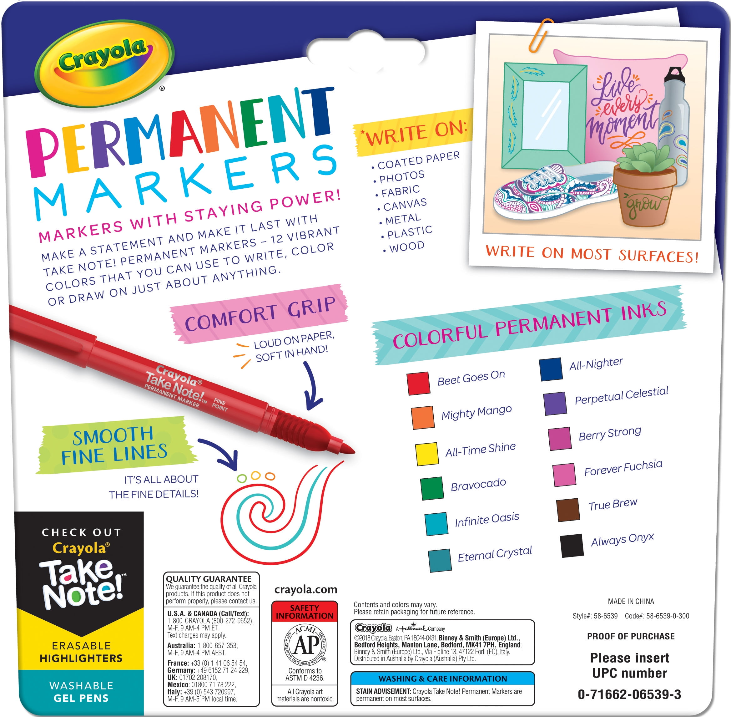 Crayola Take Note Fine Point Permanent Markers, 12 pk - Harris Teeter