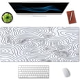 thumbnail image 3 of White Topographic Desk Mat Topography Home Office Decor Large Gaming Desk Mat White Desk Mat Extended Gaming Mouse Pad (35.4x15.7 in), Large Non-Slip Rubber Base Mousepad with Stitched Edges, 3 of 6