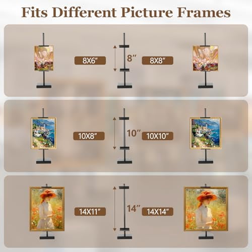 Adjustable Tabletop Easel Stand for Displaying Picture Frames and Art, 18-Inch Black Metal Art Easel for Sturdy Frame Support and Decorative Home or Office Use