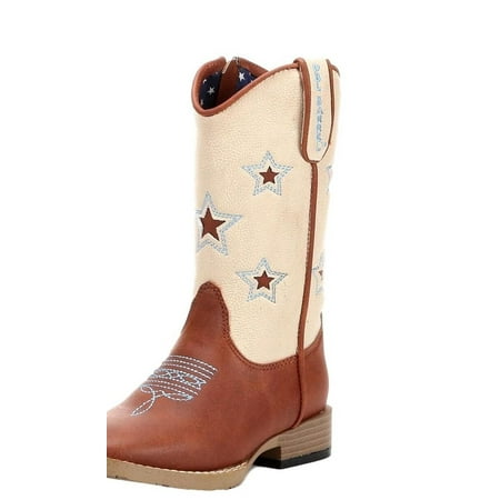 Double Barrel Western Boots Boys Lone Star Brown