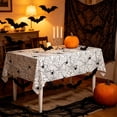 thumbnail image 3 of Halloween Tablecloth with Spiderweb Design - Waterproof Plastic - 107.87x53.94in - Black & White, 3 of 6