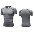 thumbnail image 4 of IYTR Mens Workout Shirts Solid Color Short Sleeve Summer T Shirts Pullover Round Neck Fitness Sports Stretch Quick-drying Shirts Casual Comfy Gray XL, 4 of 6