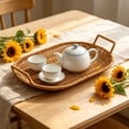 thumbnail image 5 of Boovnll Serving Tray, Woven Storage Tray with Handles Rattan Look, Decorative Wicker Basket Tray for Fruit Bread Table Counter Home Kitchen,13x9in, 5 of 7
