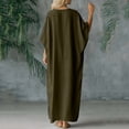 thumbnail image 6 of GUACER Womens Kaftan Maxi Dress Fashion Cotton Linen V Neck Boho Long Dress with Side Slit Loose Fit Beach Coverups, 6 of 6