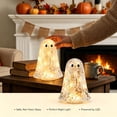 thumbnail image 2 of Light Up Confetti Ghost Halloween Decor, LED Resin Ghost Figurine with Warm Glow & Stained Glass Style, Tabletop Ornament for Mantel Shelf Party, 2 of 8