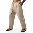 thumbnail image 2 of Cargo Pants For Men Casual Elastic Waist Pants With Pockets Relaxed Fit Spring Summer Beach Yoga Travel Lounge Trousers, 2 of 4