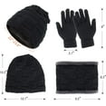 thumbnail image 2 of TAGVO Winter Unisex Beanie Hat Scarf & Touch Screen Gloves Set 3 in 1, Thick Soft Fleece Inner Great Warm, Stretchy Knitted Skiing Beanie Skull Cap, Neck Warmer, Touch Gloves, Black, 2 of 7