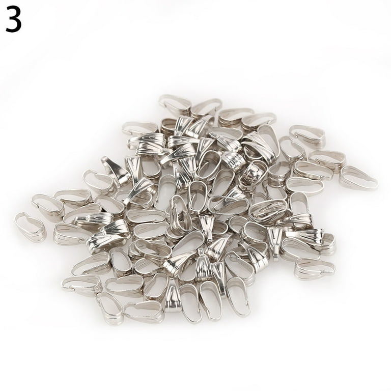 Yesbay 100pcs Bail Connectors Jewelry Findings DIY Necklace Pendant Buckle Clip Clasps-Old Silver, Women's, Size: 0.7