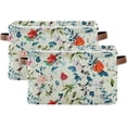 thumbnail image 2 of FREEAMG Rose Peony with Blue Leaves Storage Basket, Durable Canvas Organizer With Handles Large Collapsible Storage Bins Boxes for Home Office - 2 Pack, 2 of 7