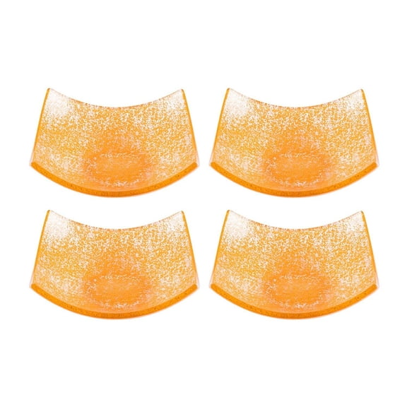 Turgla Fusion Glass 5.75" x 5.75" x h:2" 7 oz. Square Orange Glass Bowl (Set of 4)