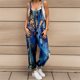 thumbnail image 3 of Gibobby pantalones siameses de pierna ancha Mujer Verano Casual Moda simple Bolsillo Estampado de flores Corbata Correa de hombro ajustable Mono Mono(Azul， XXXL), 3 of 4