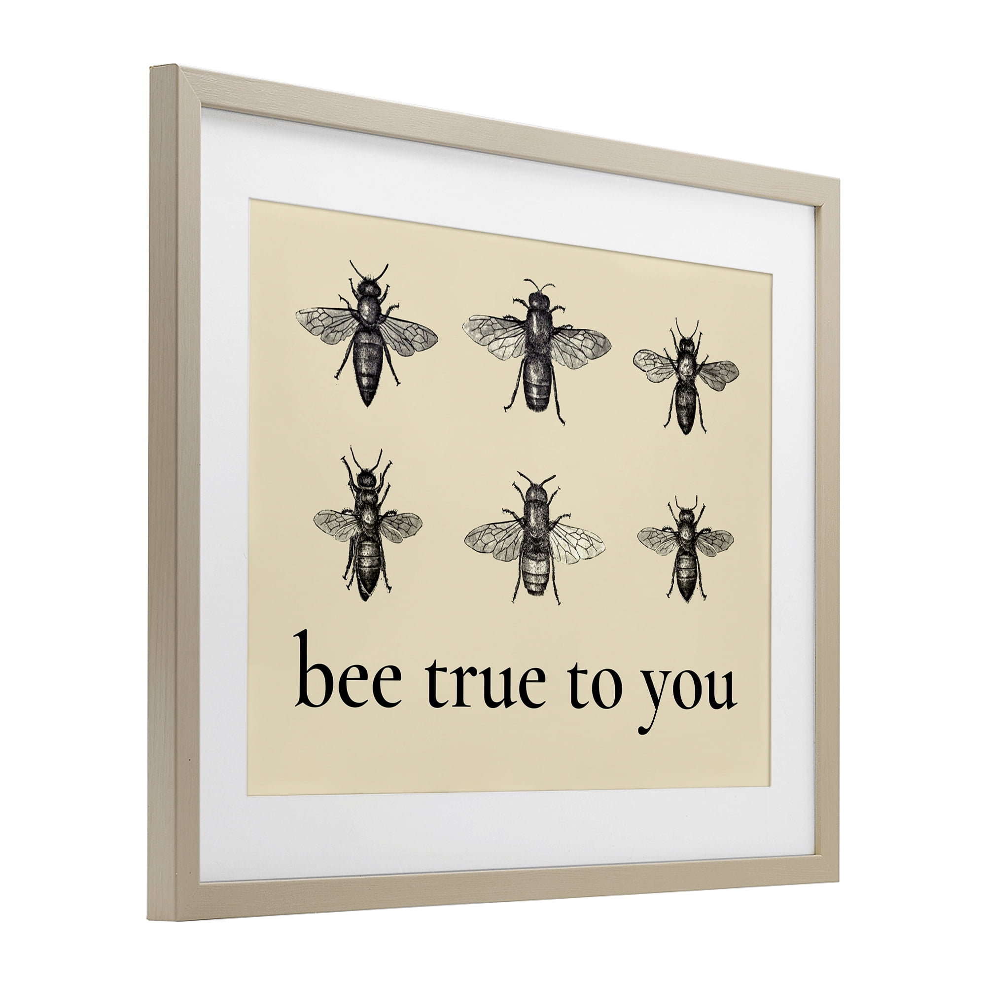 Bee True To You Inspiration Birch Framed Print Under Glass, design by Lettered and Lined