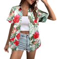 thumbnail image 2 of Womens Shirts Boho Loose Fit Short Sleeve Shirt Floral Print Blouse Turn Down Collar For Casual Fashion Clothes, 2 of 4