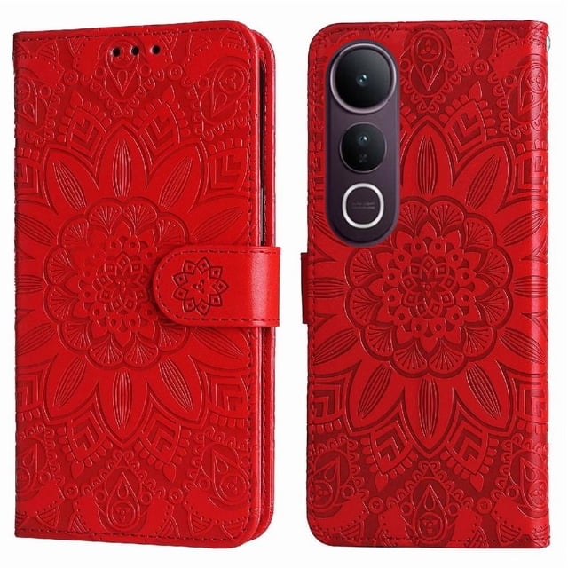 Funda tipo cartera GANGXUN para Vivo V50 Lite , diseño girasol, cuero PU, soporte, cierre magnético, tarjetero