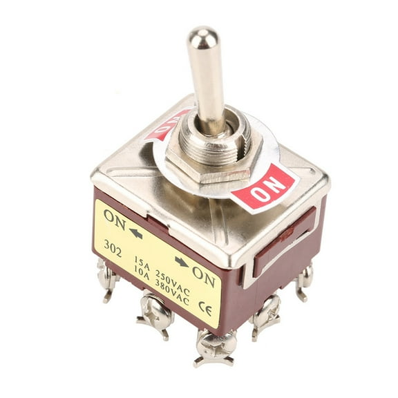 On ON 2 Position Toggle Switch 3PDT 9 Pin 12mm 15A/250VAC 10A/380VAC