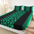 thumbnail image 3 of Homewish Cheetah Leopard Print Queen Sheet Sets, Chic Cartoon Polkadot Flat Sheet, Black Green Stripes Ombre Queen Fitted Sheet, Breathable Home Decor, 4-Piece, 3 of 7