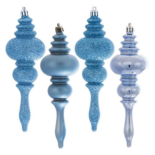 Vickerman 569405-7" Periwinkle 4 Assorted Finish Finial Christmas Tree Ornament (8 pack) (N500229)